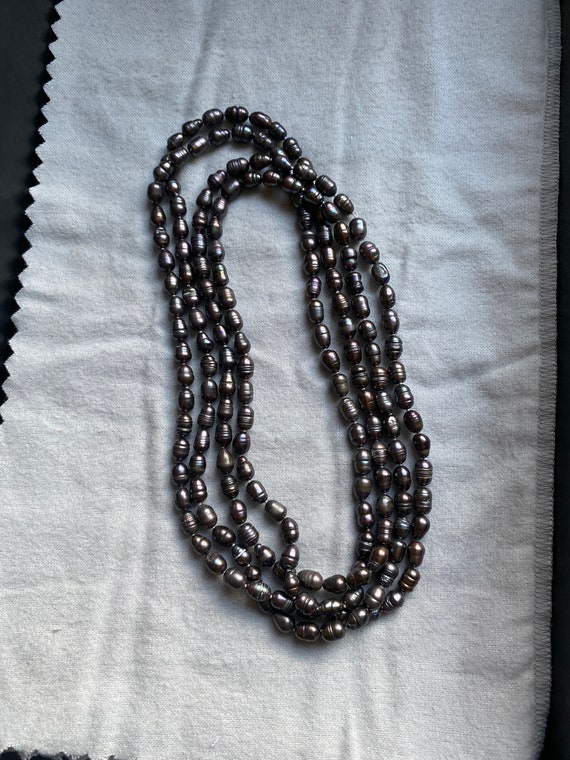 Black Freshwater Pearl Rope Necklace