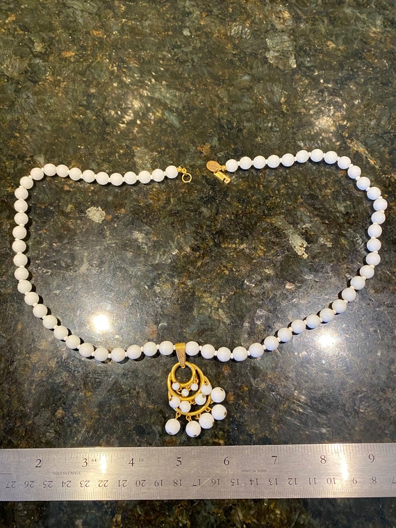 MIriam Haskell White Glass Bead Necklace