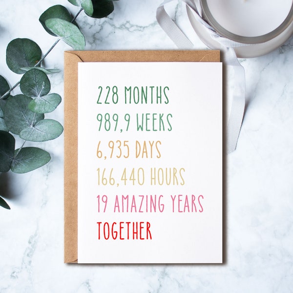 19th Anniversary Card, Funny 19th Years Wedding Anniversary Card, 19th Anniversary Cute Birthday Card, Special Anniversary Card For Him Her