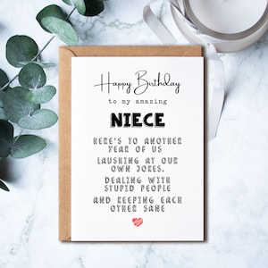 Birthday Card For Niece, Greeting Card, For Niece, Happy Birthday To My Amazing Niece, Funny Card, Quote Cards, Funny Anniversary Card