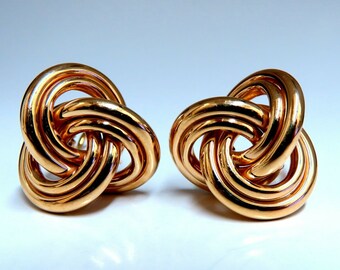 14kt Gold Textured Interlocking Tri Tubular Clip Earrings