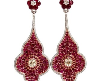 Gia Certified 35.27ct Natural Ruby Diamonds Dangle Earrings 18kt Premier 12353