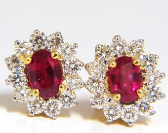 GIA Certified 3.68ct. Natural ruby diamond earrings 18kt