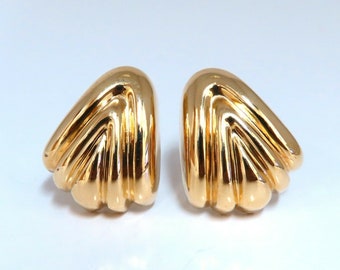 14kt Gold Textured Iconic Clip Earrings & Omega
