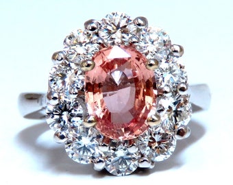 GIA Certified 2.05ct Natural Padparadscha Pink Sapphire Diamond Ring Fine