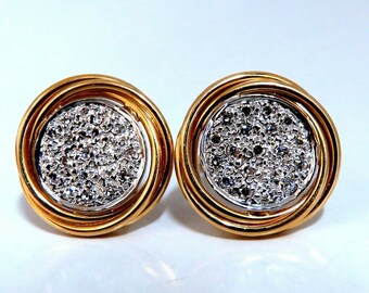 0.60ct Natural Diamonds Cluster Circular Clip Earrings 14 Karat & Trim