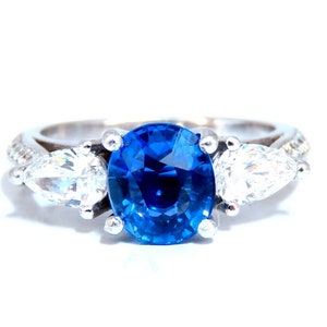 GIA Certified 2.13ct Sapphire Diamonds Ring Platinum