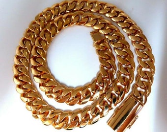 Classic Solid Cuban Link Necklace 14kt 447Grams 28inch 15.7mm Secret Snuff