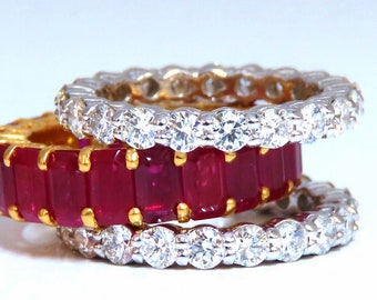 Stackable Ruby Diamonds eternity Rings 14kt Natural Vivid Reds Stacking 11.36ct