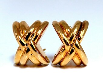 14kt Gold Raised X Clip Earrings