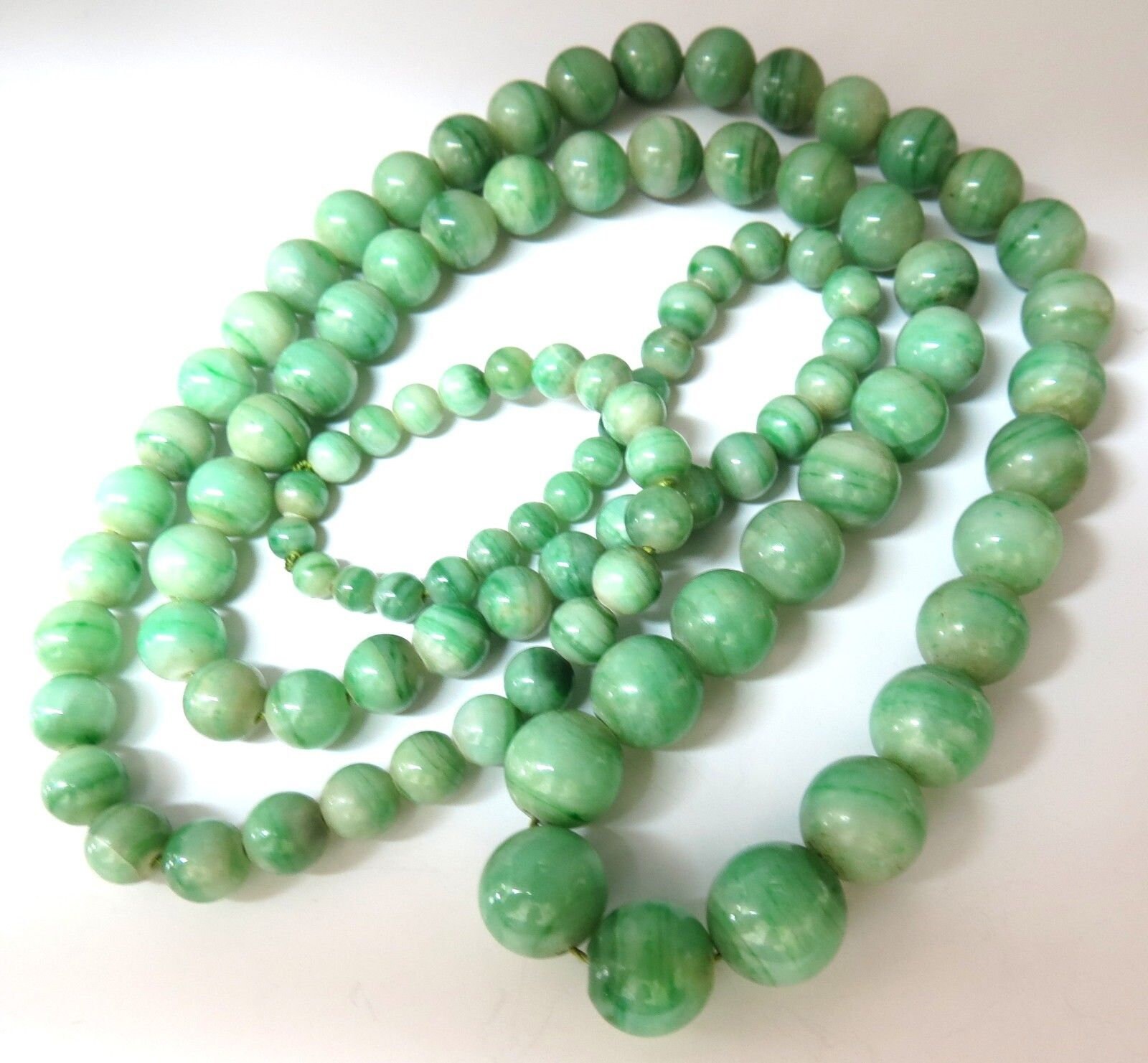 Jade Bead Necklace in 18K White Gold