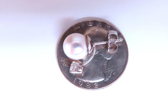 8mm Natural White South Seas Pearl Diamond Stud E… - image 4