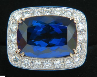 18KT GIA 22.95CT Natural Tanzanite Diamond Ring 18Kt Custom Mount