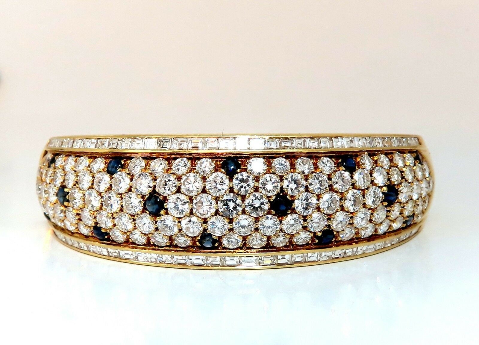 15.50ct Natural Sapphire Diamonds Bangle Bracelet 18 Karat Etsy