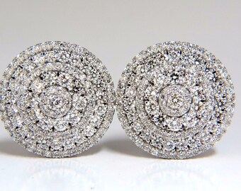 8.00ct Circular Domed Diamond Cocktail Cluster Clip Earrings 18kt 5 Row