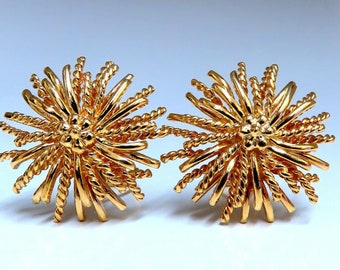 14kt Gold blühende Gänseblümchen 3D Clip Ohrringe