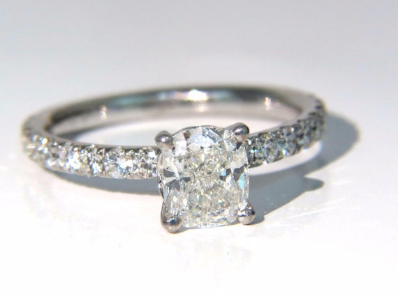 Gia 1 62ct Cushion Cut Diamond Ring 18kt H Vs Etsy