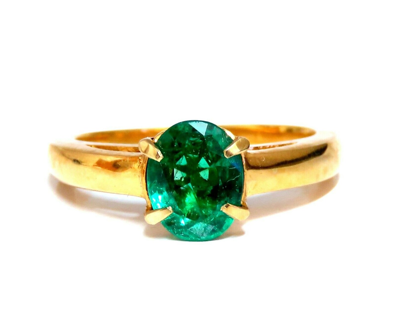 1.56ct Natural Oval Bright Green Emerald Solitaire Ring 14kt Etsy UK