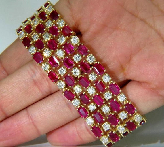 Gia Certified Natural Ruby Diamond Cuff Bracelet … - image 5