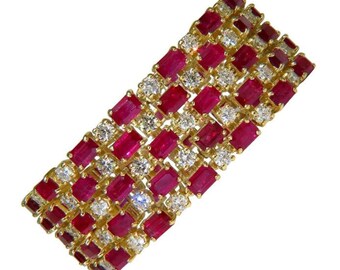 Gia Certified Natural Ruby Diamond Cuff Bracelet 18kt Important Ref 12337
