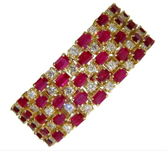 Gia Certified Natural Ruby Diamond Cuff Bracelet … - image 1