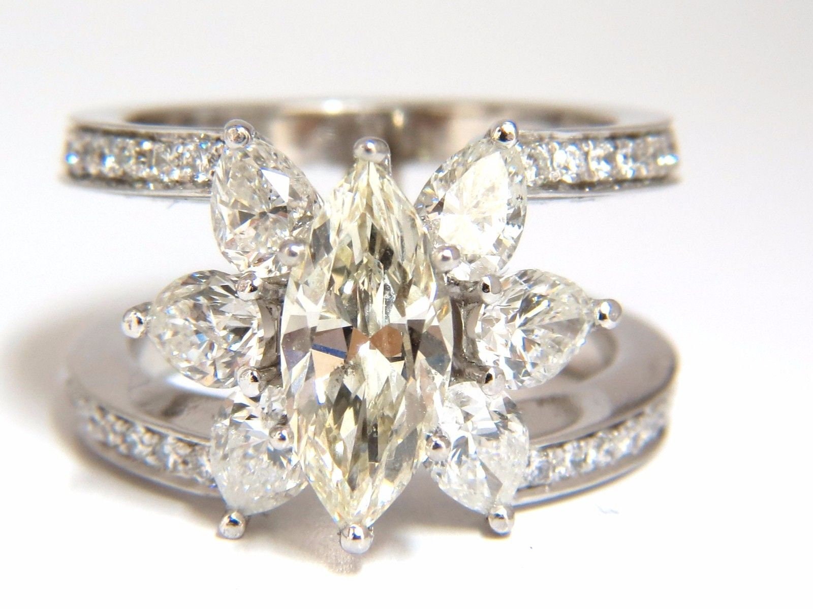 4.12ct Natural Diamonds Marquise / Pear Eternity Ring Cocktail Etsy