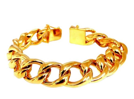 Modified Cuban Link Bracelet 14kt 63 Grams Ref 12… - image 1