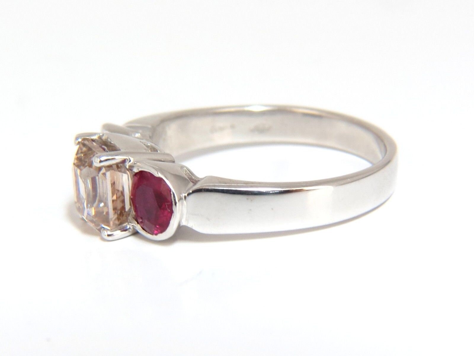 2.46CT Natural Fancy Color Light Brown Diamond Ruby Ring 18kt. - Etsy
