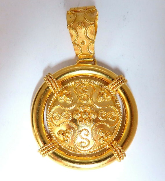 Circular Domed Iconic Emblem Gold Pendant 18 Karat Etsy Australia