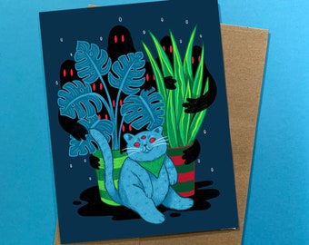 Spooky Cat Greeting Card