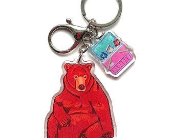 Bear and Cooler Keychain