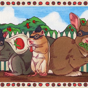 Cartão postal dos ladrões de jardim