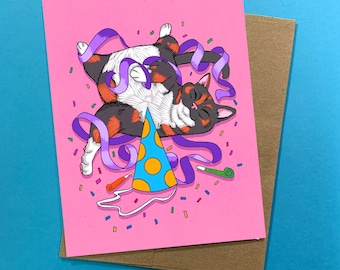 Tarjeta de cumpleaños de Calico Cat