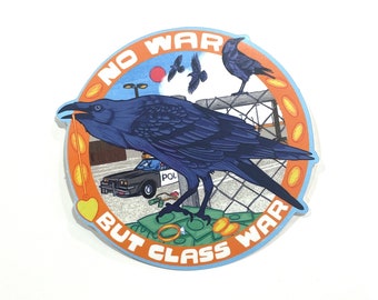 No War but Class War Crow Sticker