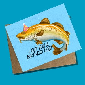 Carte d'anniversaire sur la morue