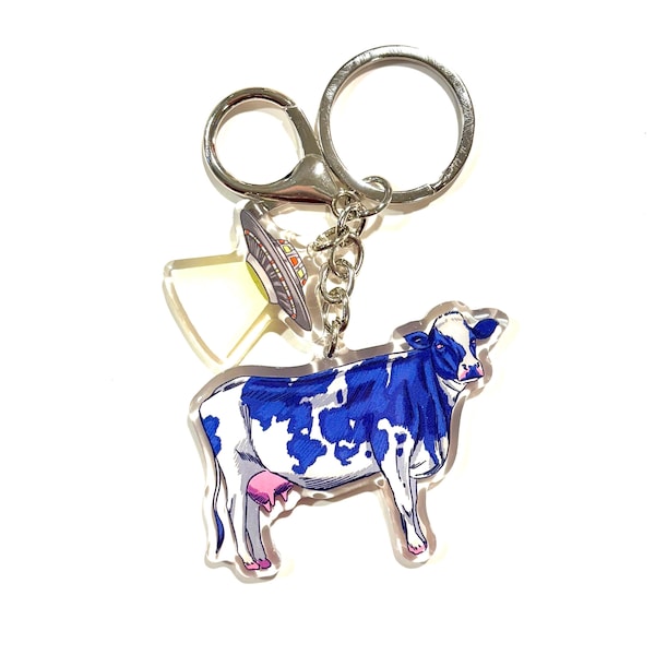 Cow and UFO keychain