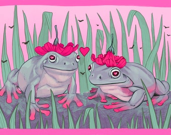 Frogs in Love Postcard