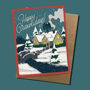 Tarjeta navideña Cryptid de Happy Crawlidays