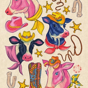 Carte postale Vache cowboy