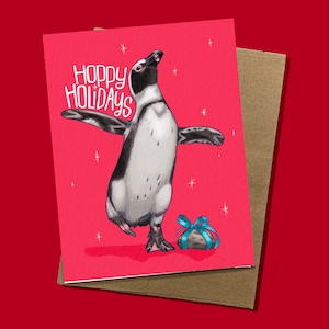 Tarjeta navideña de pingüino