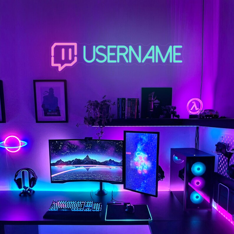 Custom Twitch Username Neon Sign Gamer Tag Led Neon Sign image 1