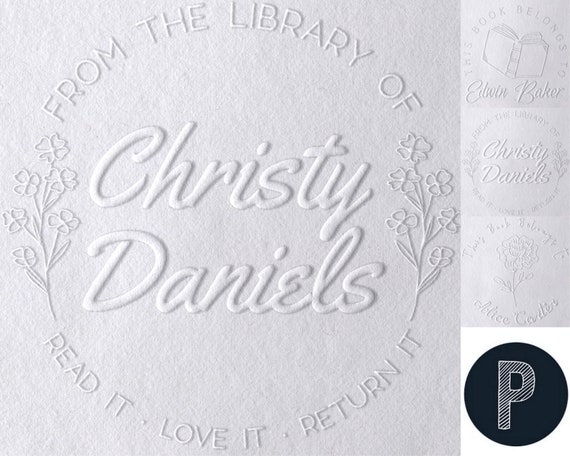 MAGIC & CELESTIAL Library of Stamp or Embosser, Custom Library Stamp,  Personalized Book Stamp, This Book Belongs to Ex Libris Embosser 