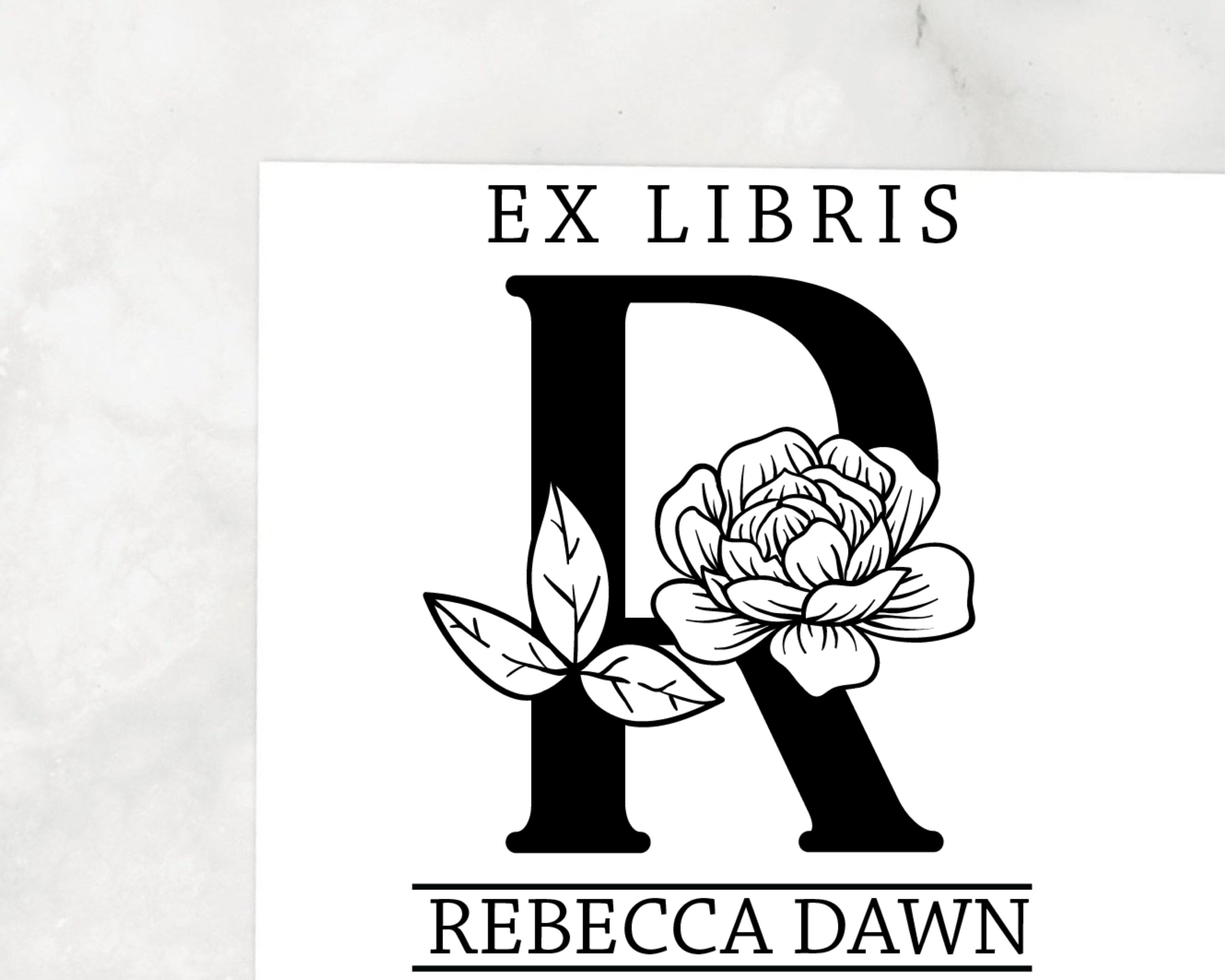 Ex Library Ex Libris From the Library of Stamp, Floral Monogram, Custom Ex Libris ...