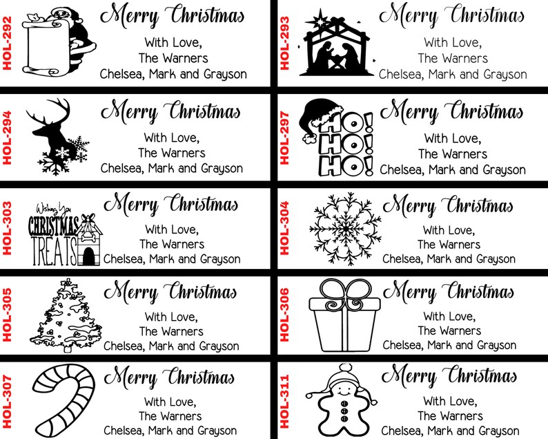 20 Designs Christmas Address Stamp, Merry Christmas Self-inking Return Address, Happy Holidays Santa Xmas Tree Stamp image 5