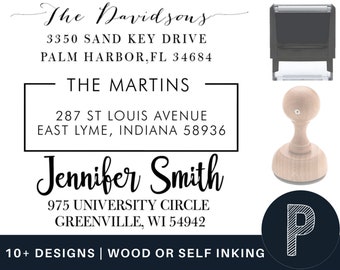 Address Stamp 18+ Designs to Choose!! Address Stamp - Self-Inking Return Address Mail 3 Lines Custom Stamper - Wedding Invitation Stamp
