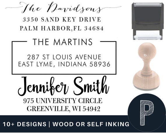 Custom Address Stamp, Self-inking Round Monogram Address Stamp, Personalized  Address Stamp 