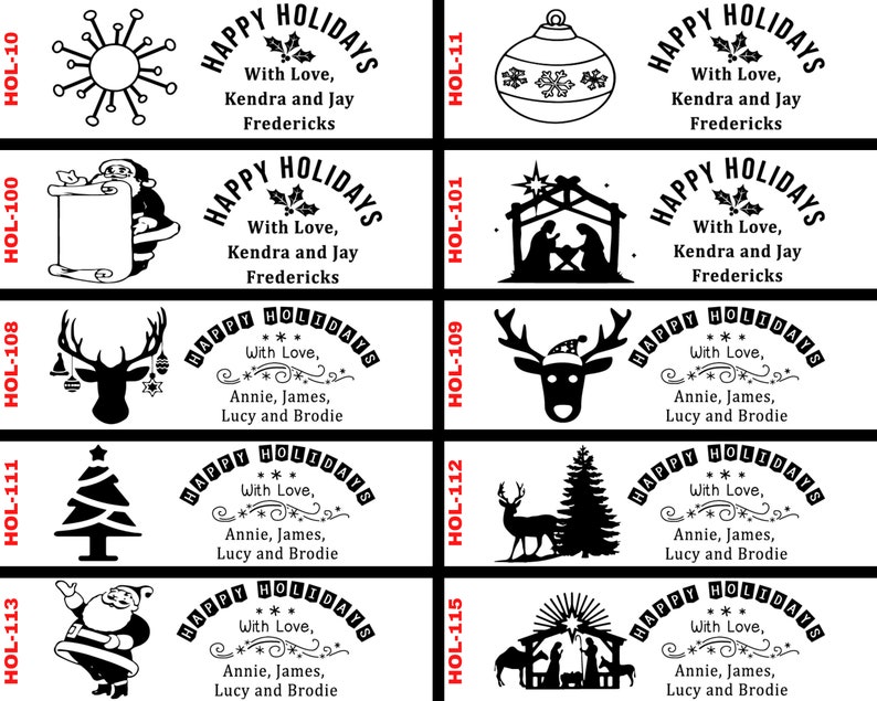 20 Designs Christmas Address Stamp, Merry Christmas Self-inking Return Address, Happy Holidays Santa Xmas Tree Stamp image 7
