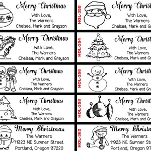20 Designs Christmas Address Stamp, Merry Christmas Self-inking Return Address, Happy Holidays Santa Xmas Tree Stamp image 2