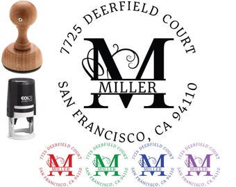 Custom Address Stamp, Self-Inking Round Monogram Address Stamp, Personalized Address Stamp