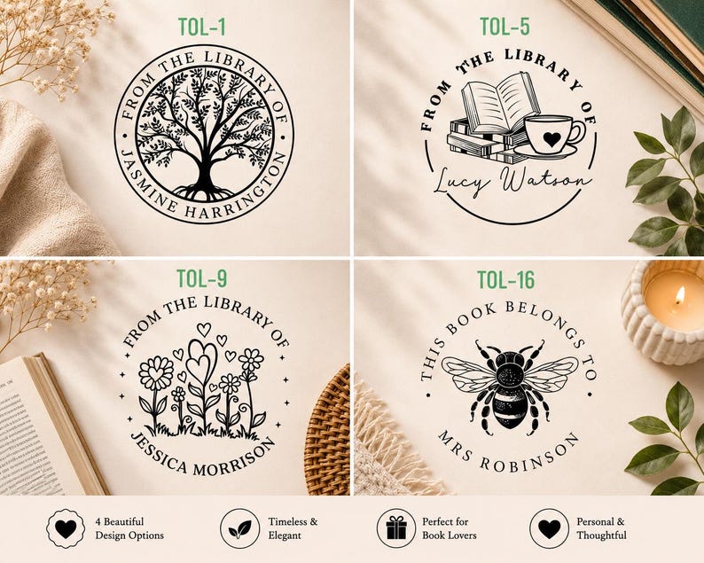 TOP SELLER - From the Library of Book Embosser Custom Personalized From the Library of Book Belongs to Ex Libris Book Lover Gift 1 5/8" image 6